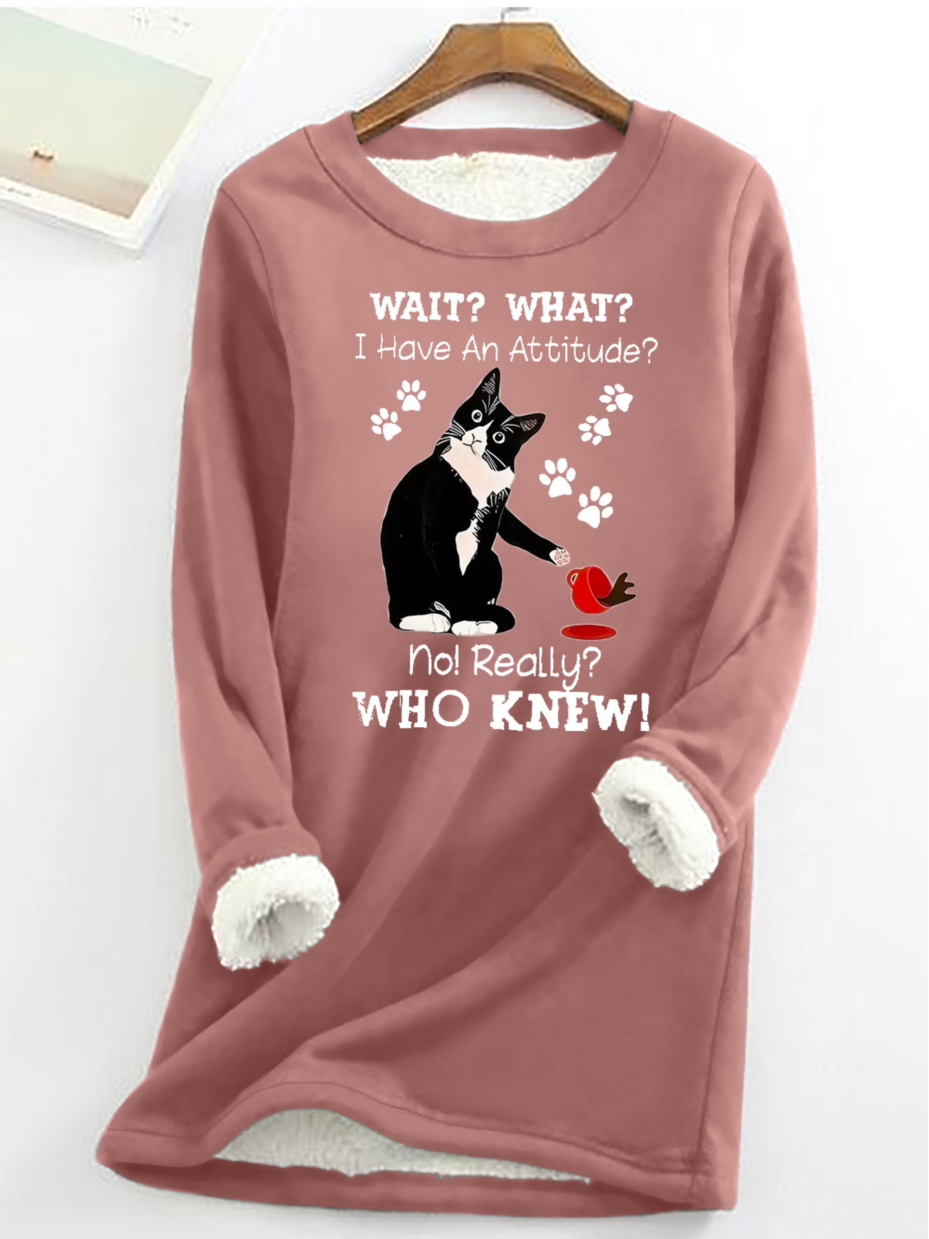 Casual Crew Neck Cat Sweatshirt
