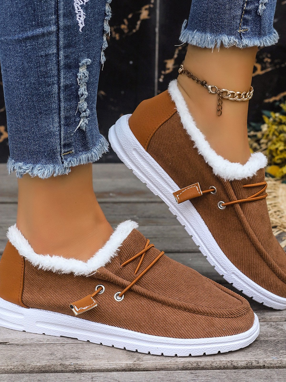 Casual Plain Lace-Up Flat Heel Loafers