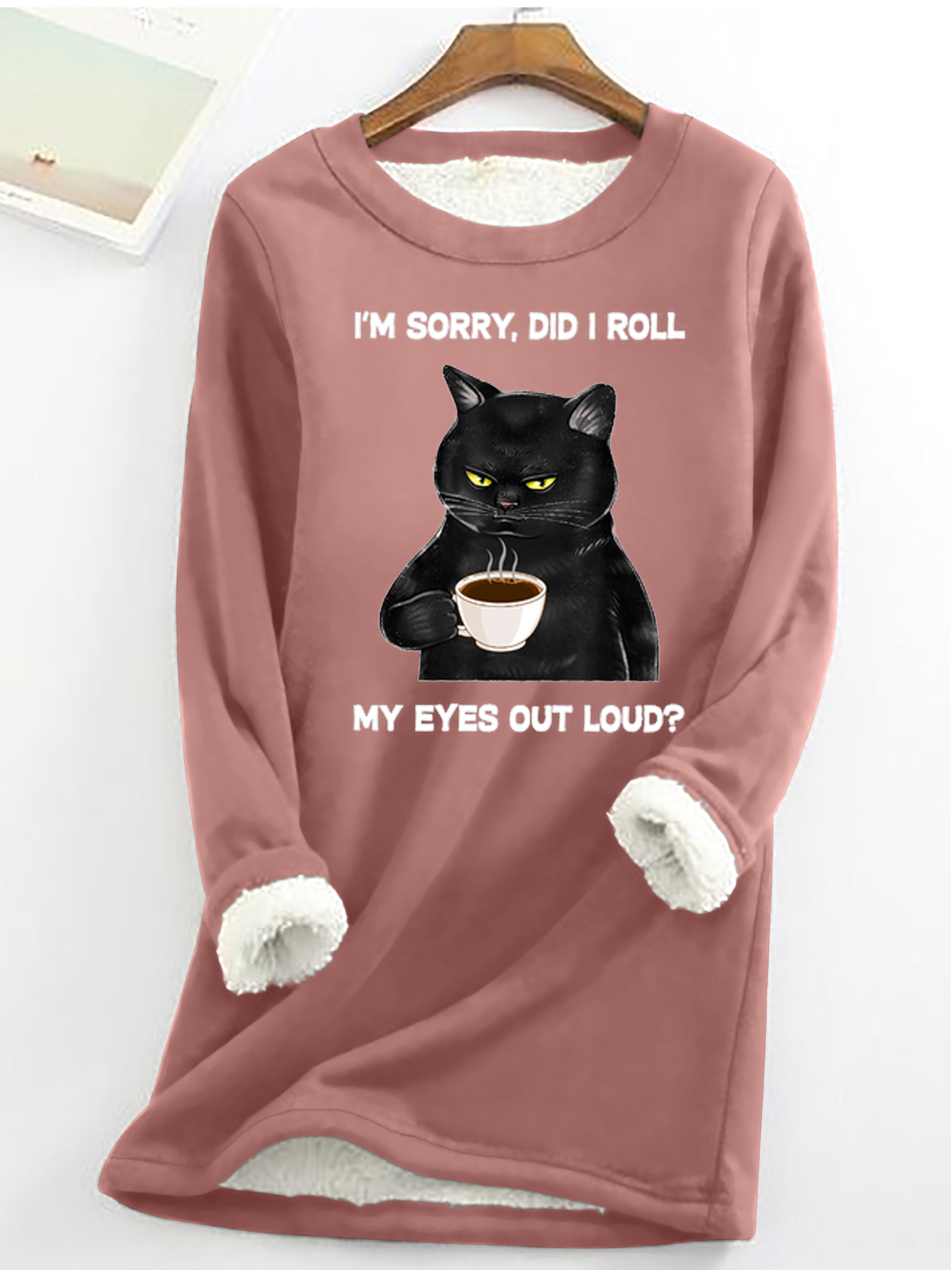 Crew Neck Long Sleeve Cat Regular Micro-Elasticity Regular Fit Shirt For Women