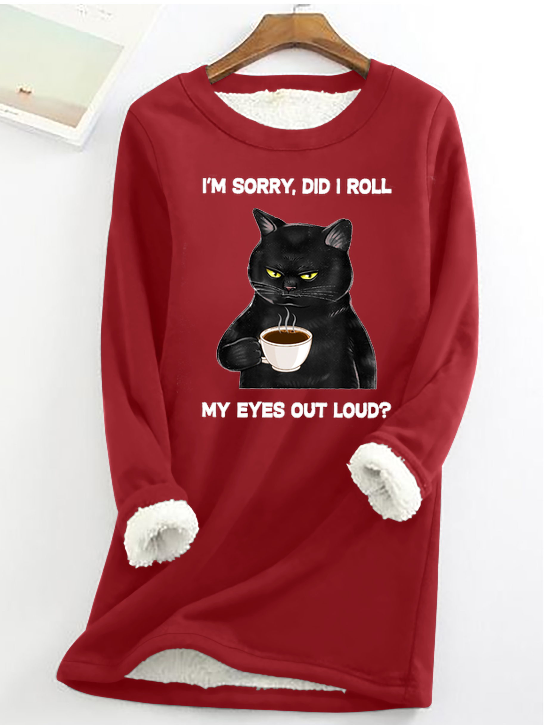 Crew Neck Long Sleeve Cat Regular Micro-Elasticity Regular Fit Shirt For Women