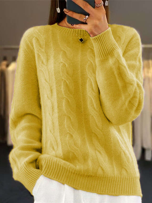 Women Plain Long Sleeve Comfy Casual Sweater