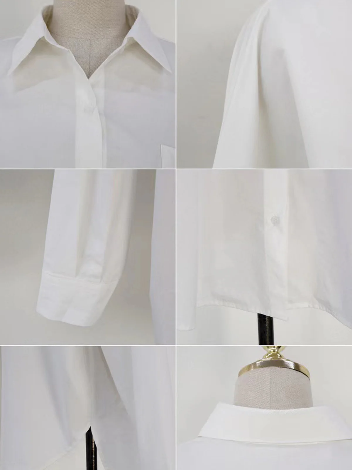 Women Shirt Collar Long Sleeve Plain Regular Loose Cotton Blouse