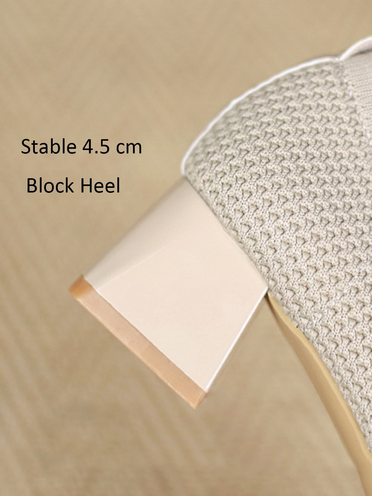 Elegant Color Block Breathable Slip On Block Heel Shallow Shoes Rhinestone