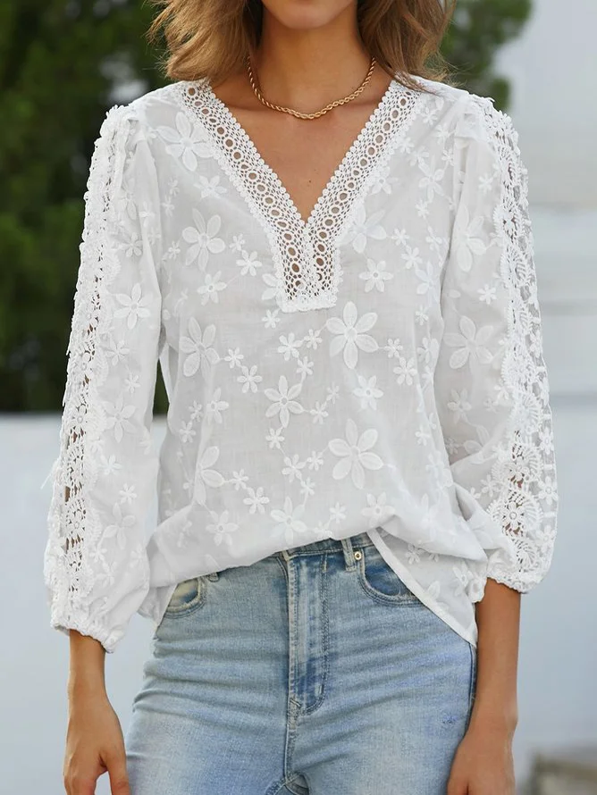 Linen Cotton And Linen Lace Shirt