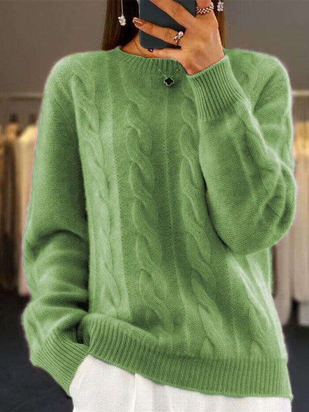 Women Plain Long Sleeve Comfy Casual Sweater