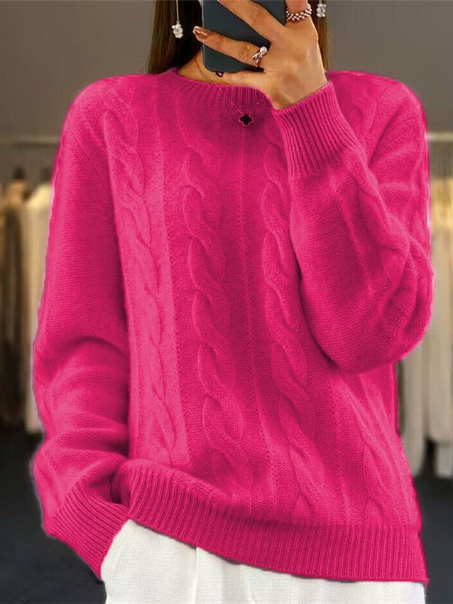 Women Plain Long Sleeve Comfy Casual Sweater