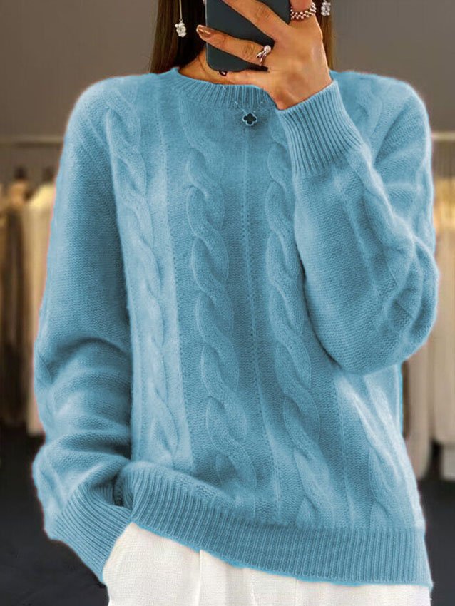 Women Plain Long Sleeve Comfy Casual Sweater