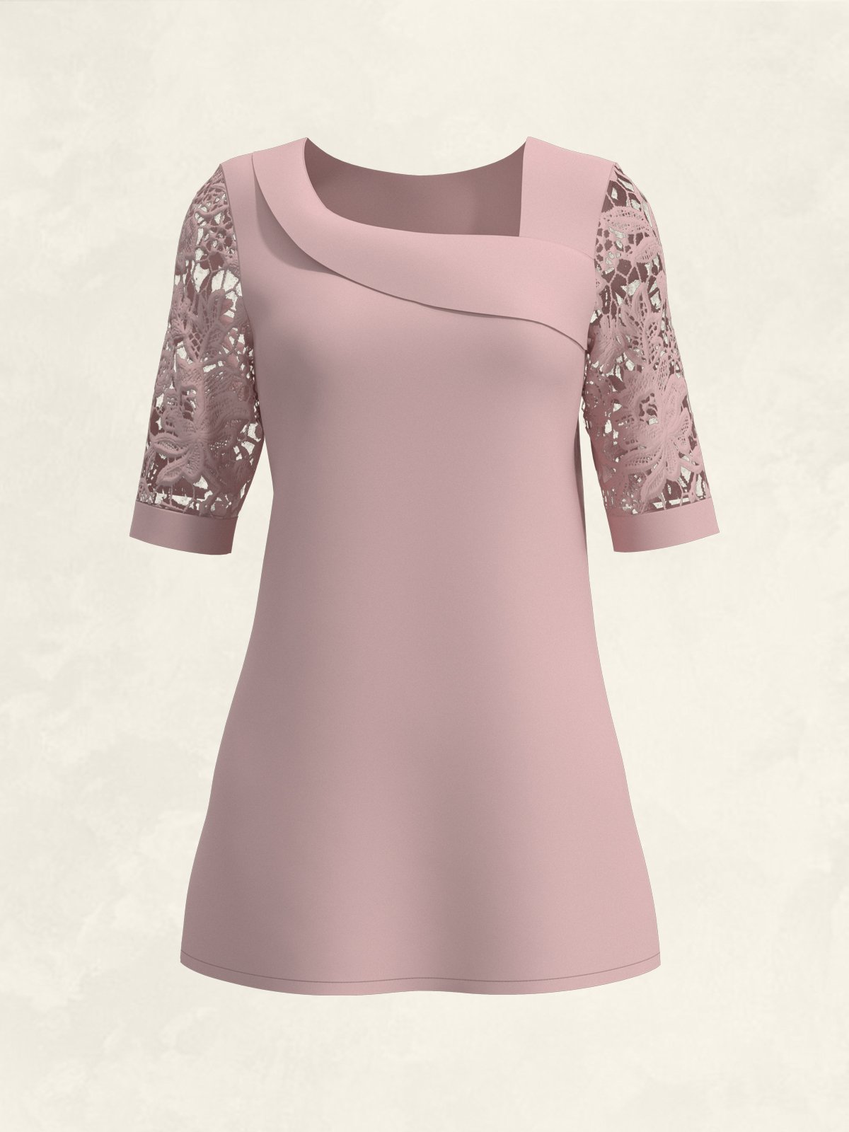 Women Blouse Short Sleeve Plain Lace Regular Micro-Elasticity Loose Shirt