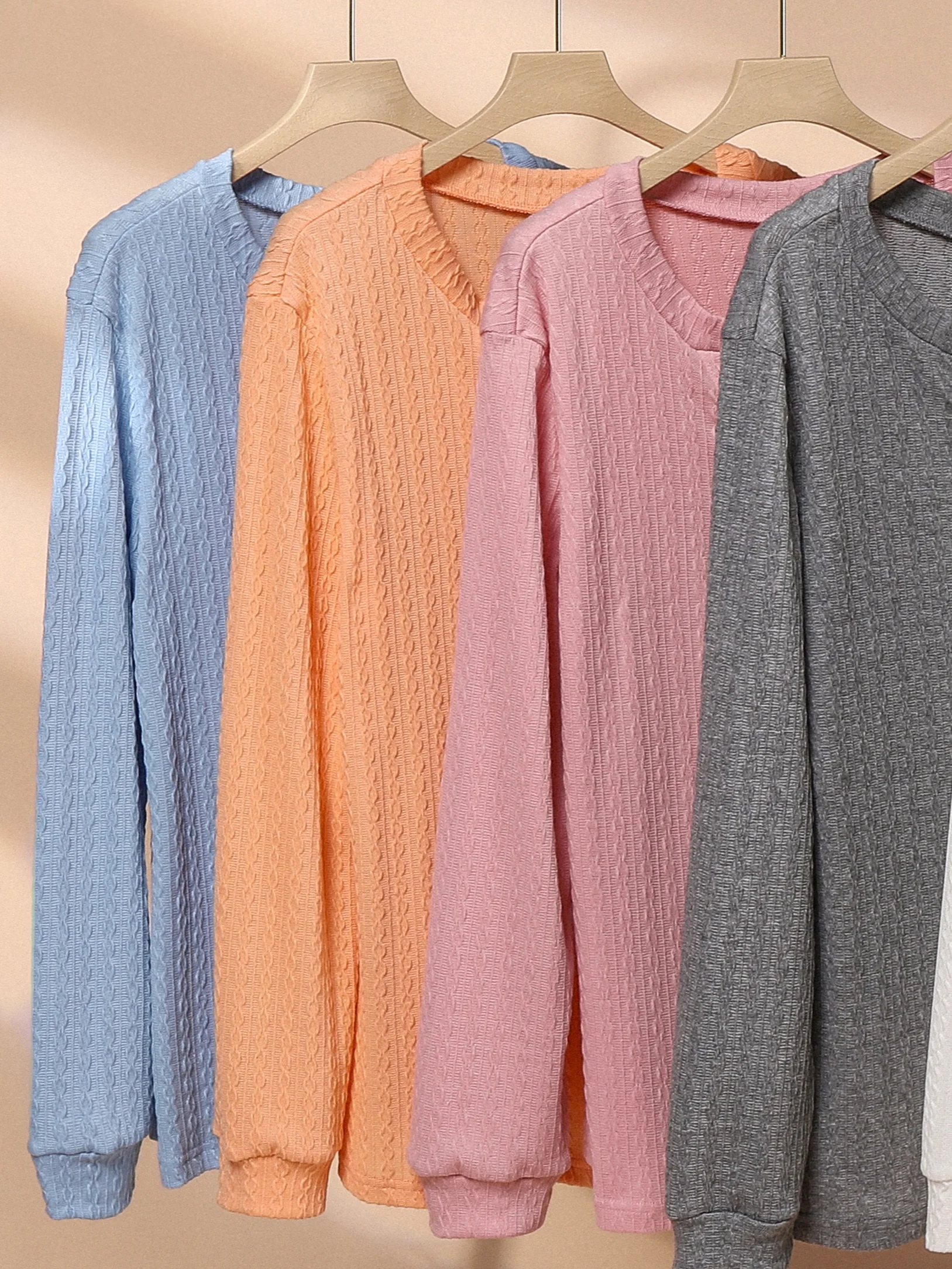 Women Casual Plain Loose Blouse Notched Long Sleeve Buttoned Regular Spring/Fall Shirt