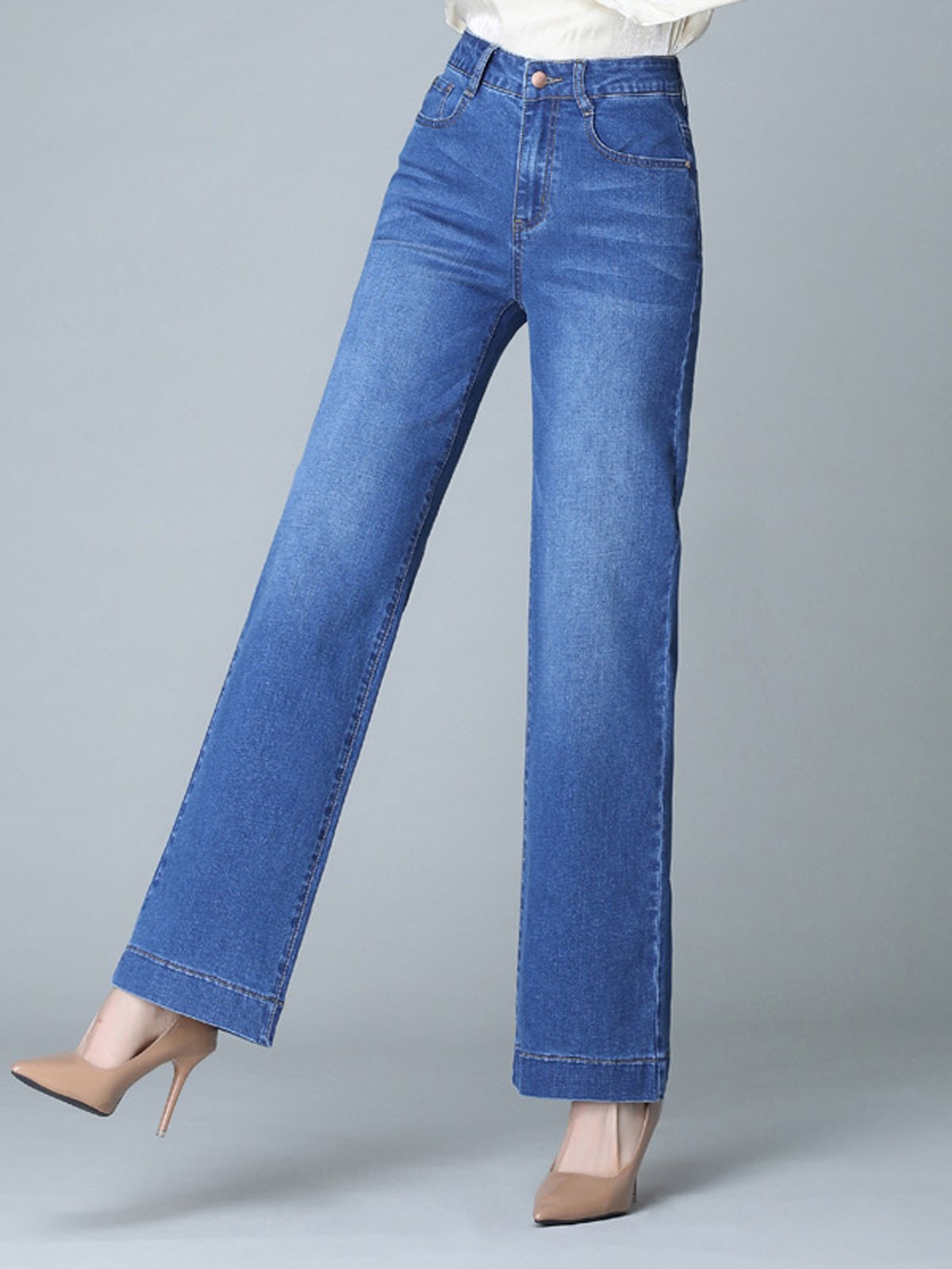 Plain Denim Loose Casual Jeans