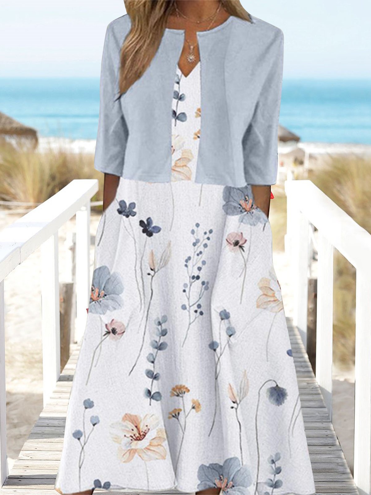 Wrap Loose Floral Elegant Two-Piece Set