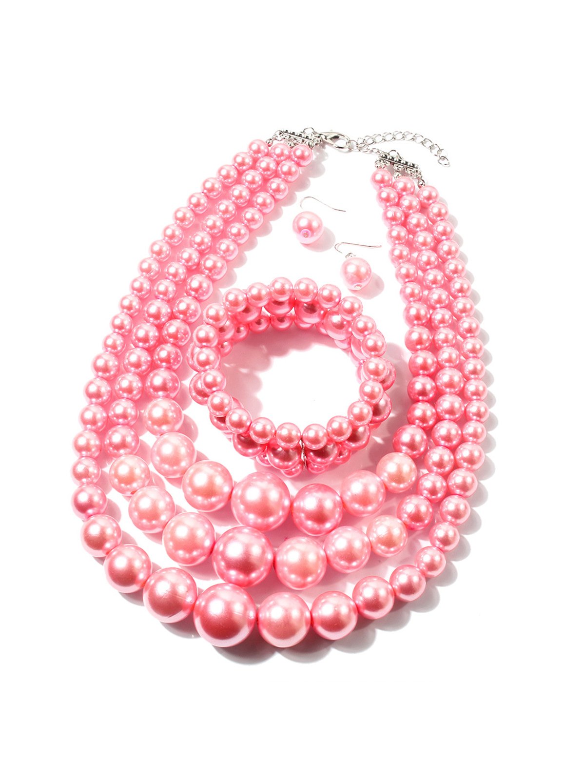 3pcs/set Elegant Imitation Pearl Multilayer Necklace Party Jewelry Set