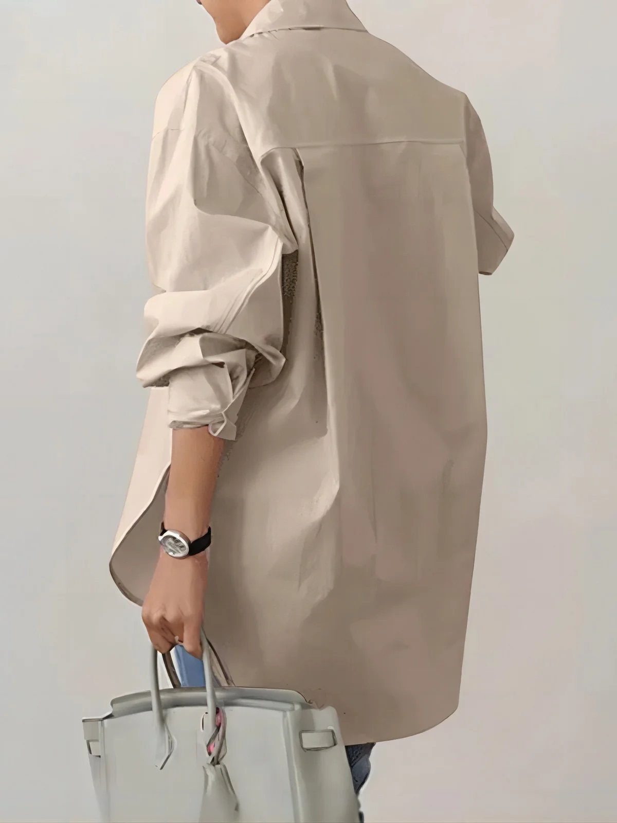 Shirt Collar Long Sleeve Plain Buckle Regular Loose TUNIC Shirt For Women