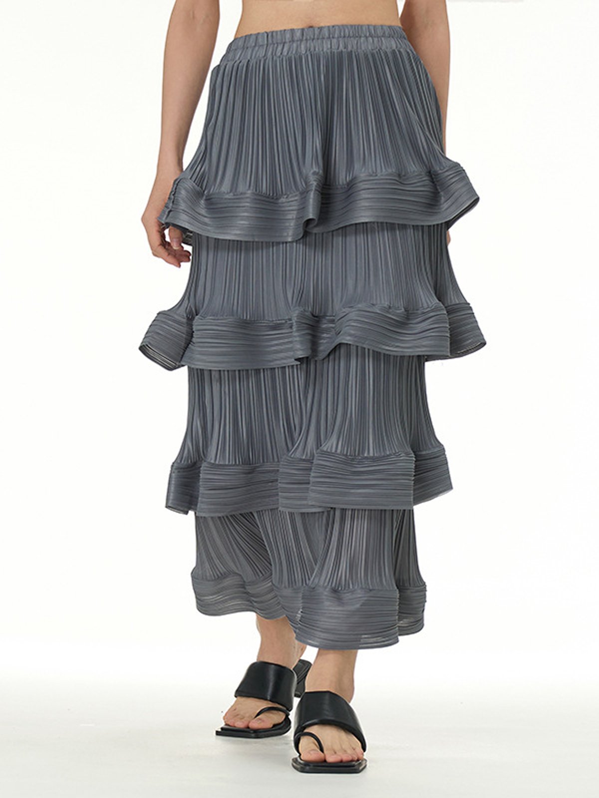 Casual Plain H-Line Natural Maxi Skirt