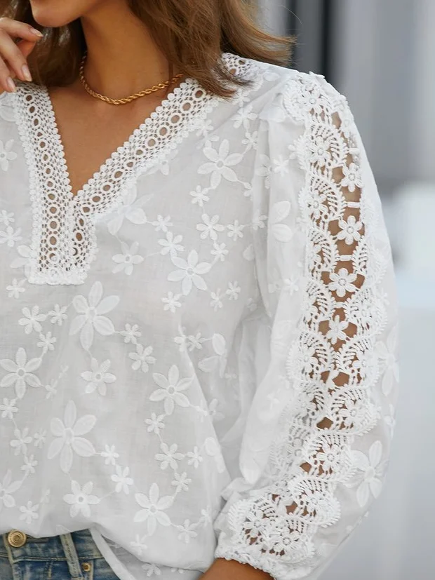 Linen Cotton And Linen Lace Shirt