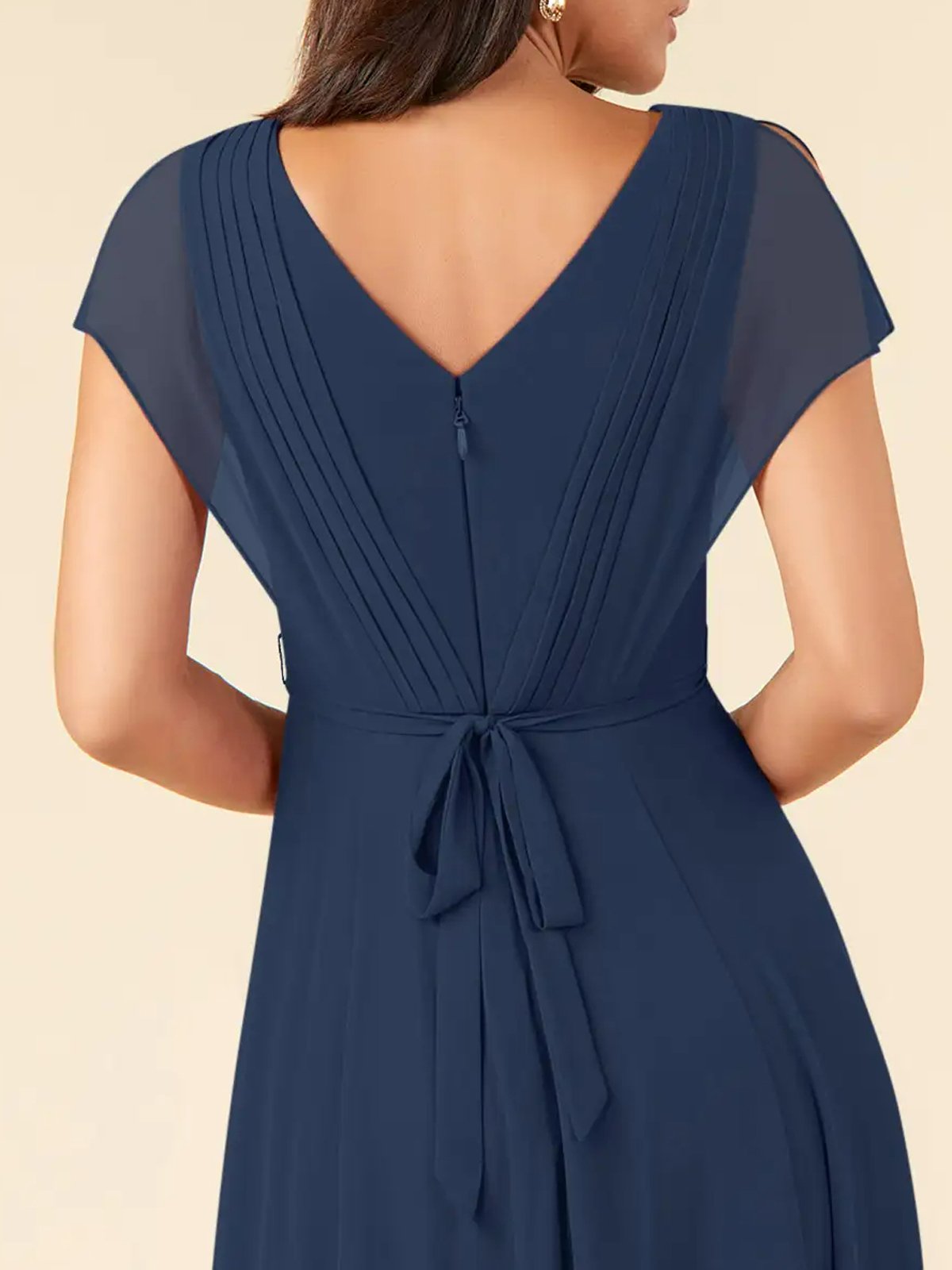 Women Plain V Neck Short Sleeve Comfy Casual Lace Maxi Dress