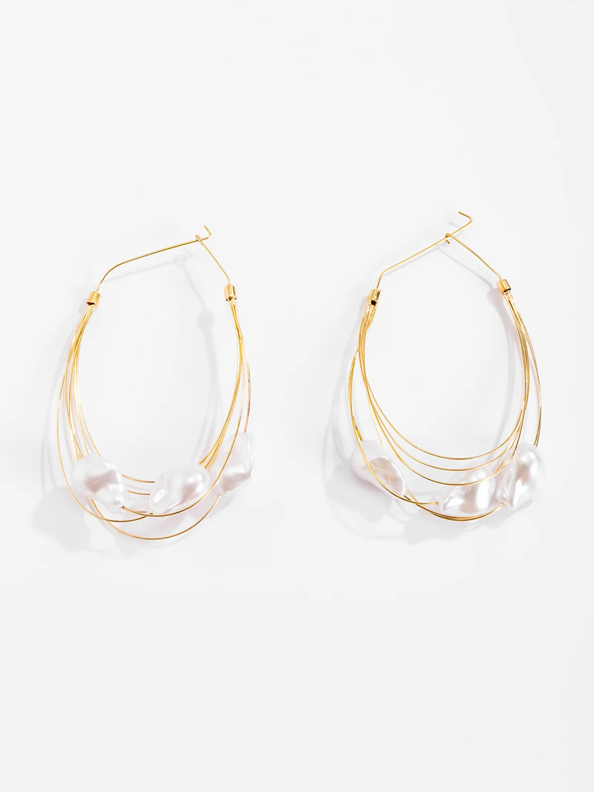 Baroque Style Imitation Pearl Multi-layer Hoop Earrings