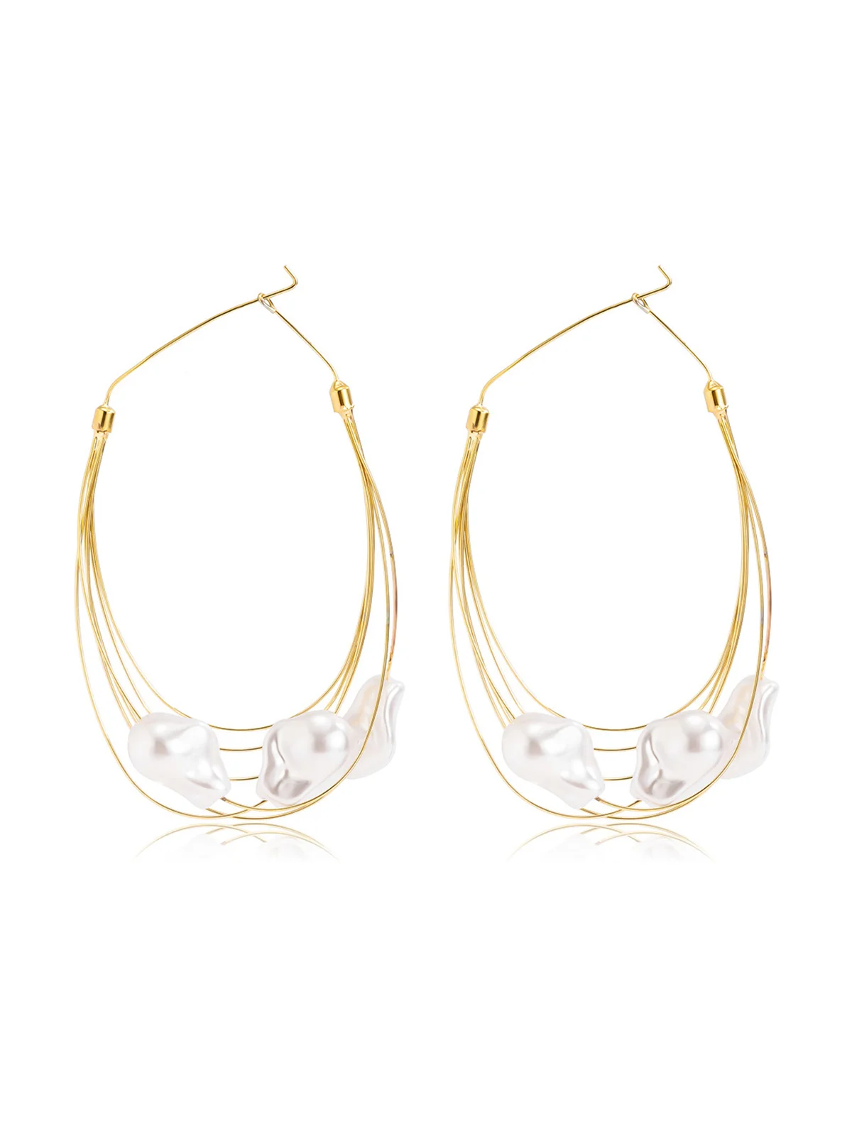 Baroque Style Imitation Pearl Multi-layer Hoop Earrings