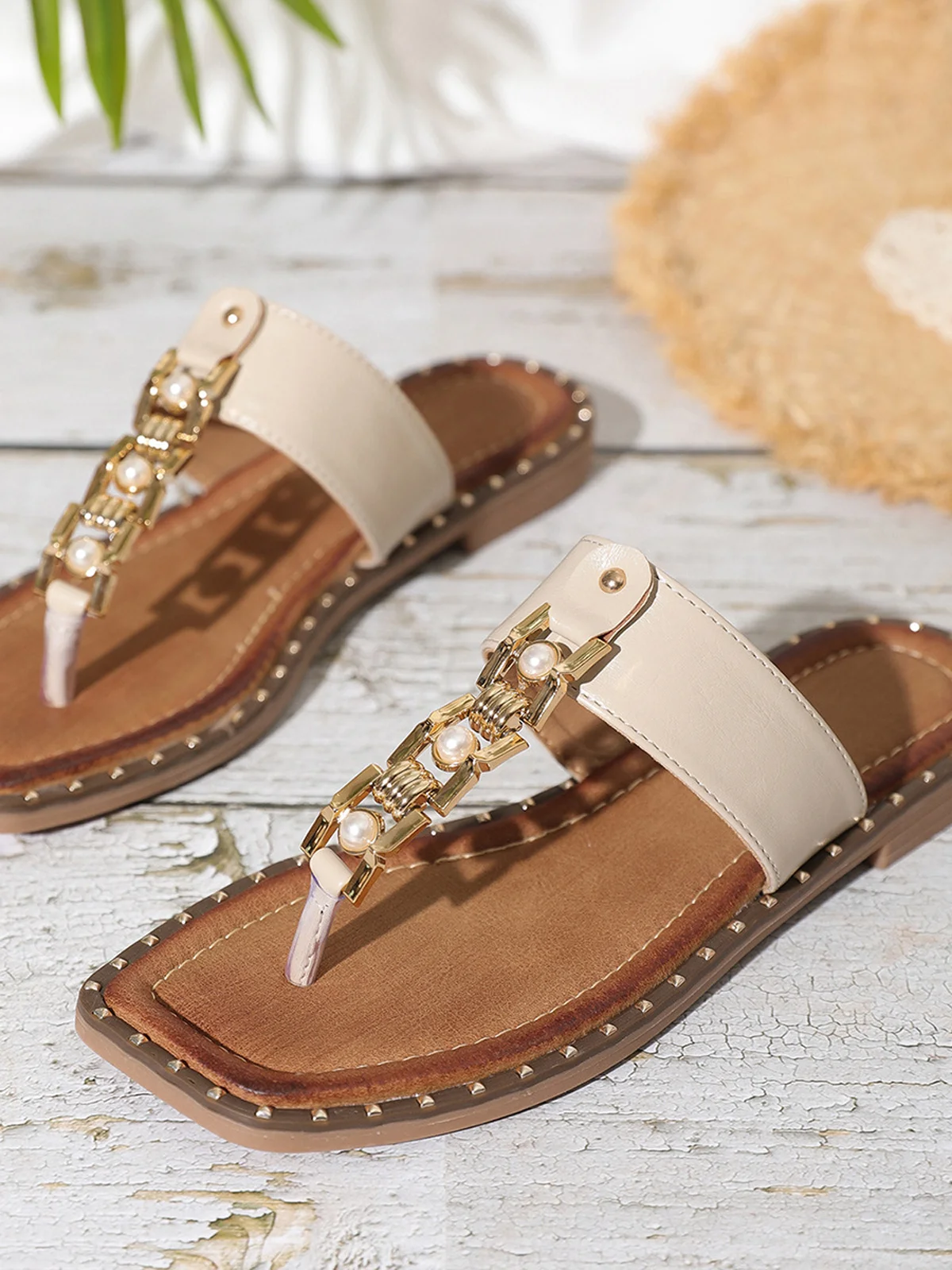Casual Plain Slip On Flat Heel Slide Sandals Glitter