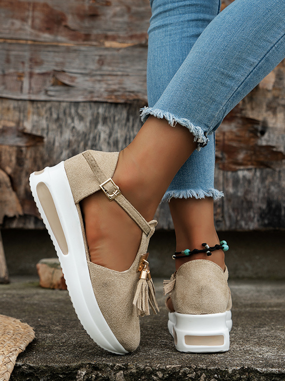 Casual Plain Lace-Up Low Heel Sports Sandals