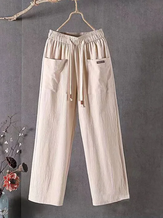 Casual Plain Long Elastic Waist Pant