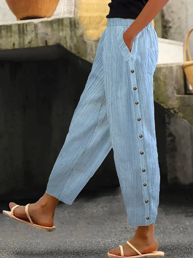 Casual Plain Ankle Pants Pant