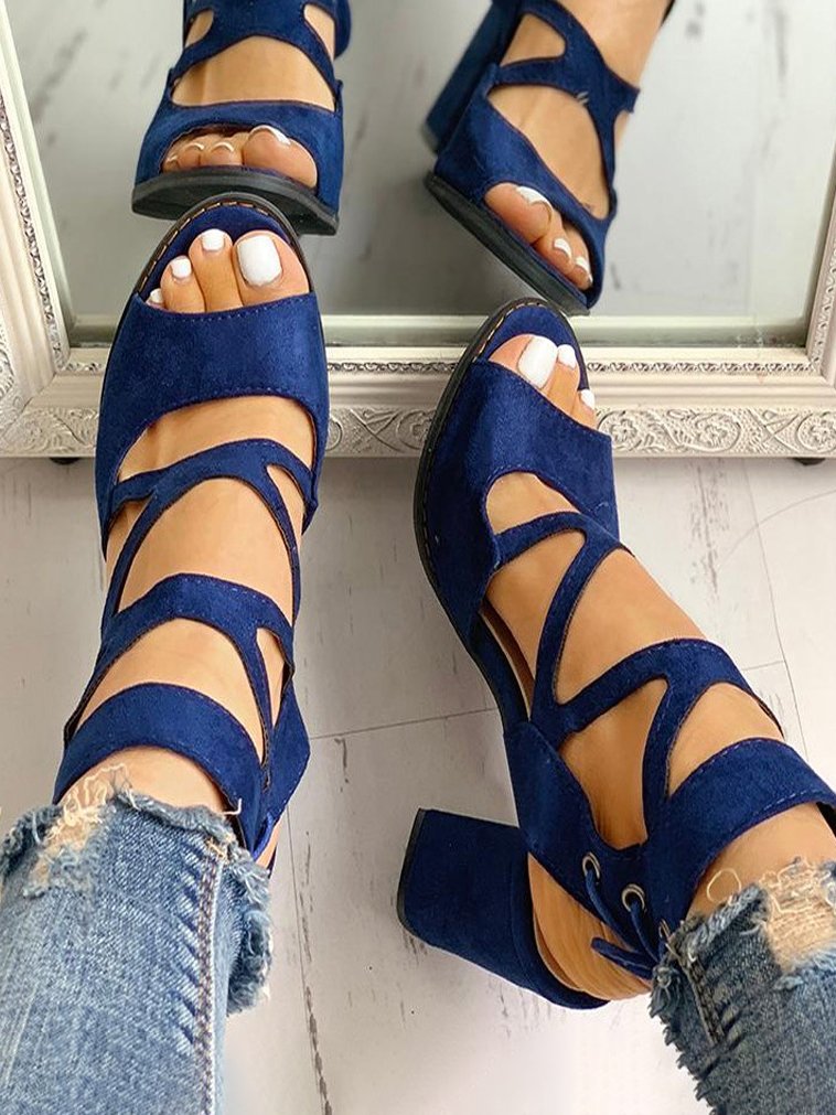 Casual Plain After The Lacing High Heel Slide Sandals
