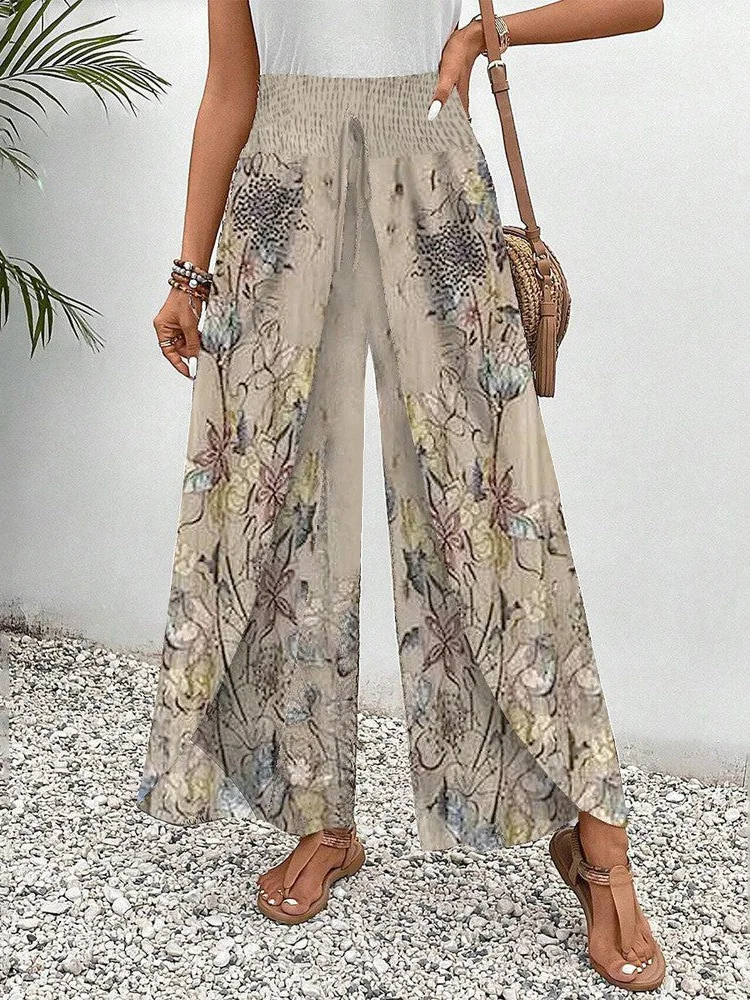 Casual Random Print Long Scramble Pant