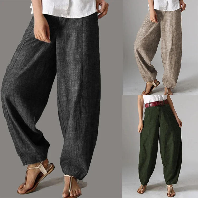 Casual Cotton Plain Long Pocket Stitching Pants