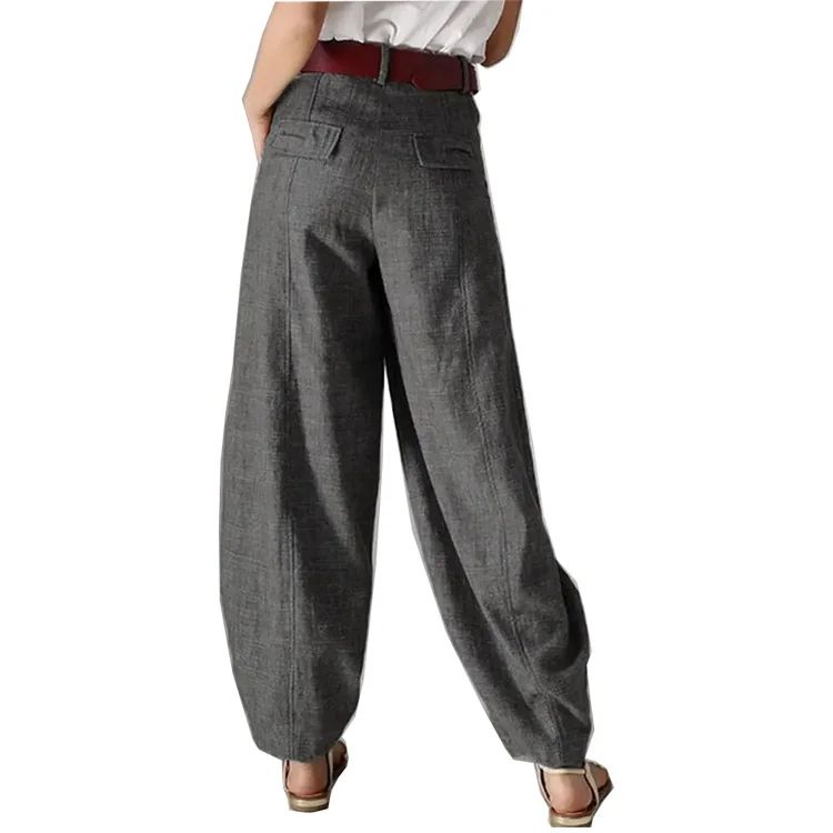 Casual Cotton Plain Long Pocket Stitching Pants