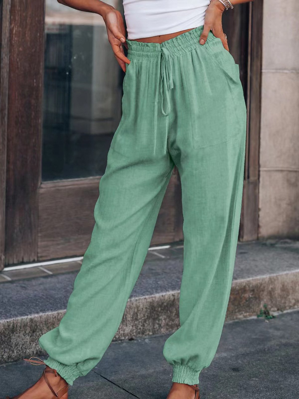 Women Casual Plain Long Pants