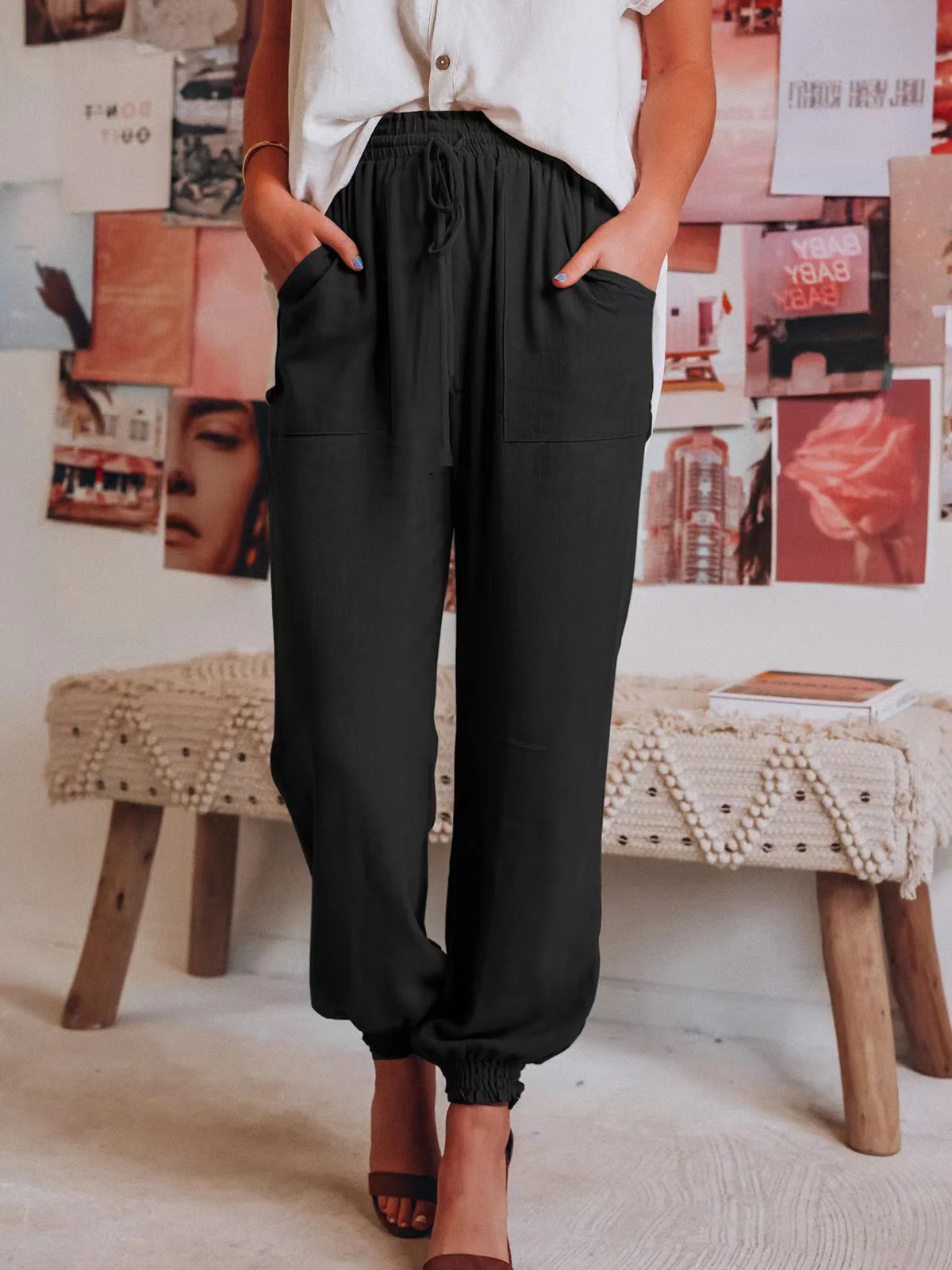 Women Casual Plain Long Pants