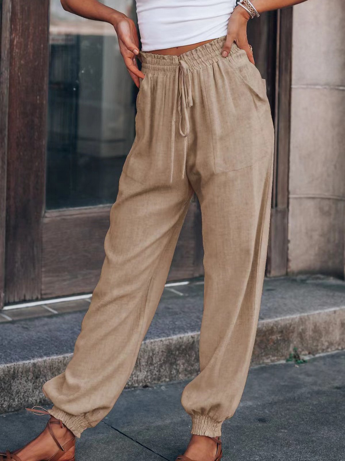 Women Casual Plain Long Pants