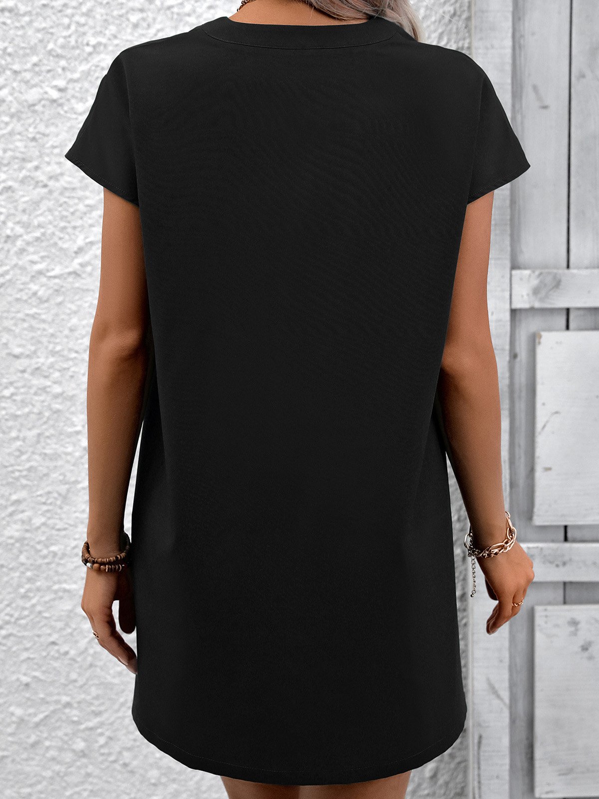 Women Abstract Shirt Collar Short Sleeve Comfy Casual Short Dress