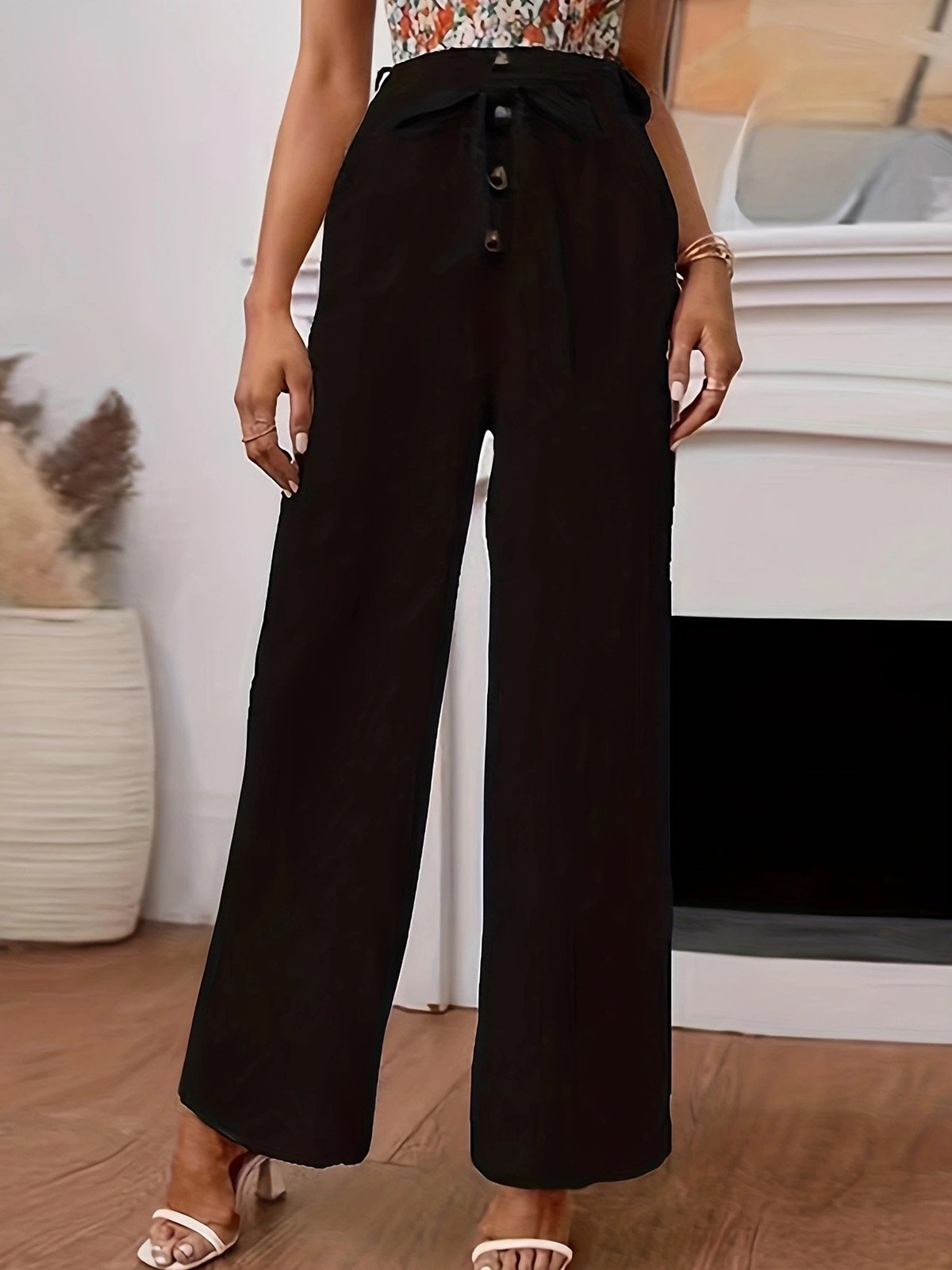 Casual Cotton Plain Long Pants