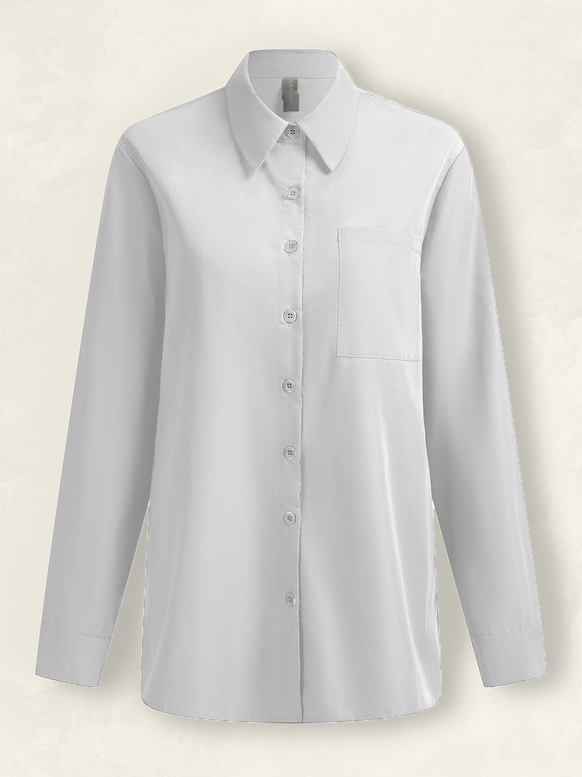 Women's Cotton Shirt Spring Loose Plain Shirt Collar Casual Blouse