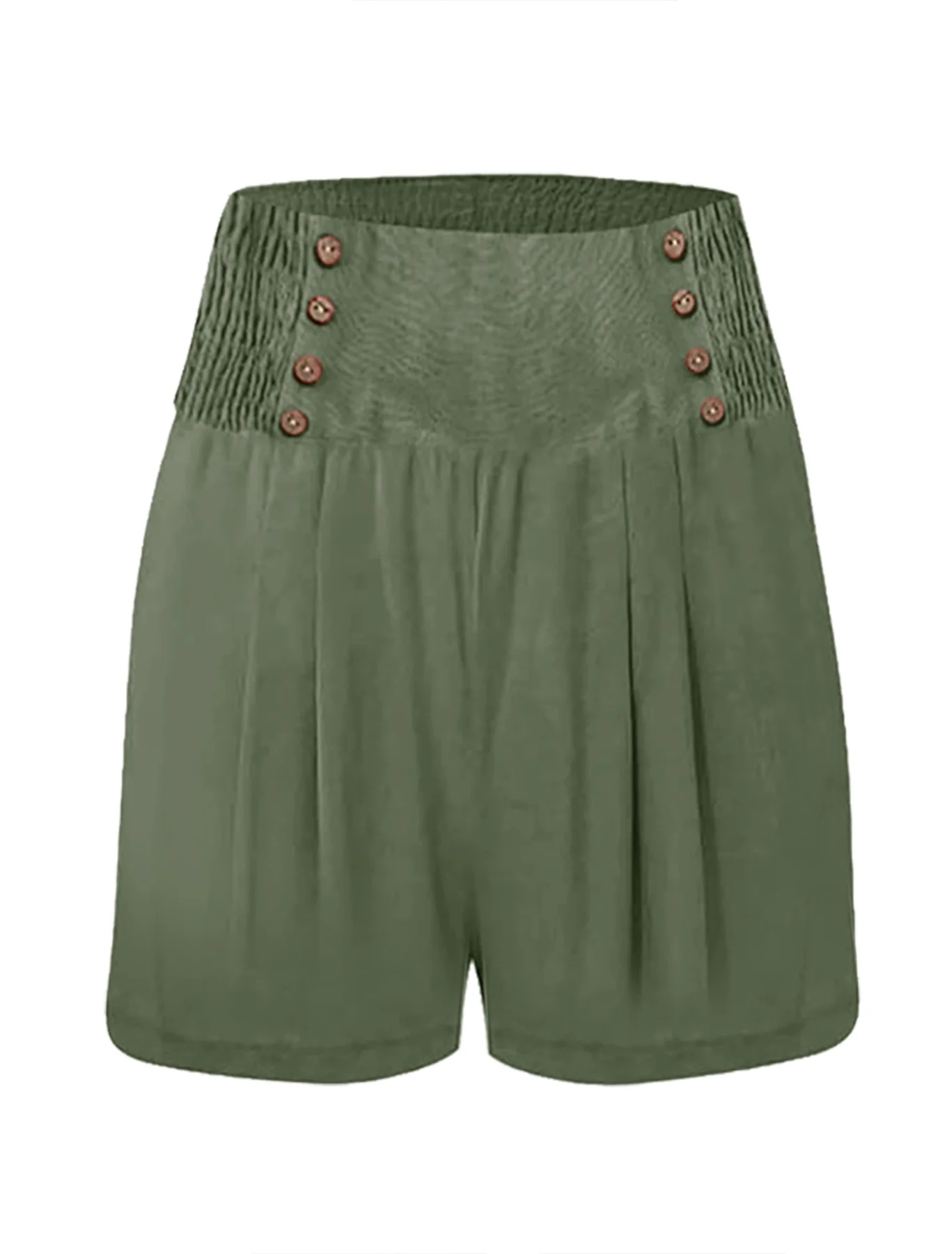 Casual Plain Natural Buckle Straight Pants Shorts