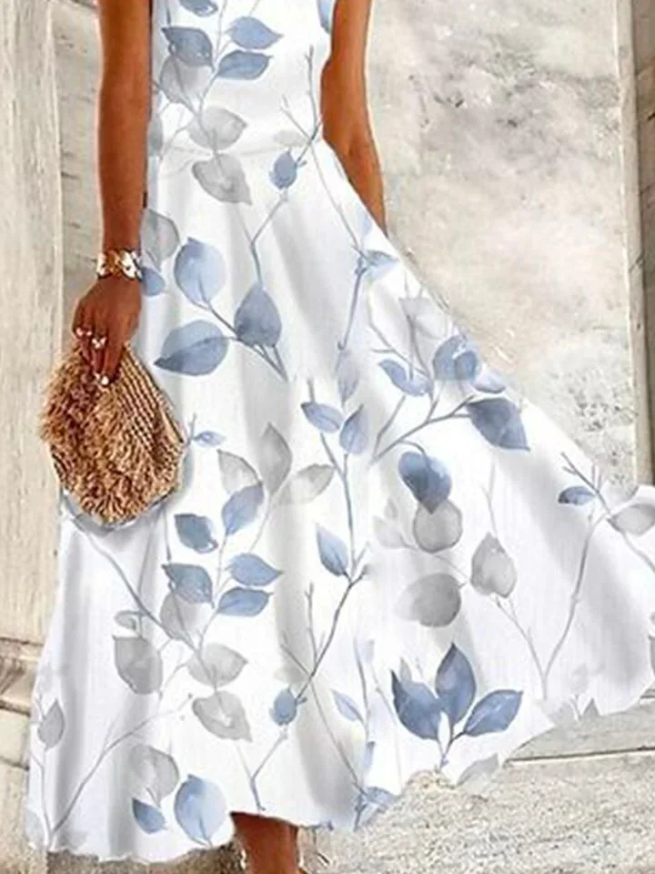 Women Floral Spaghetti Sleeveless Comfy Casual Maxi Dress