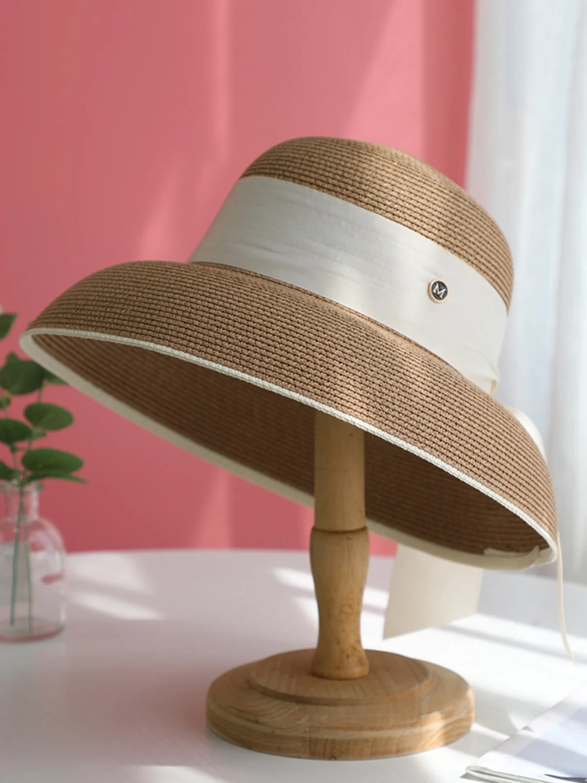 Color Block Wide Brim Straw Hat