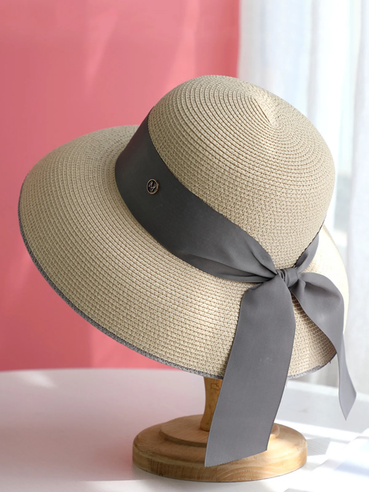 Color Block Wide Brim Straw Hat