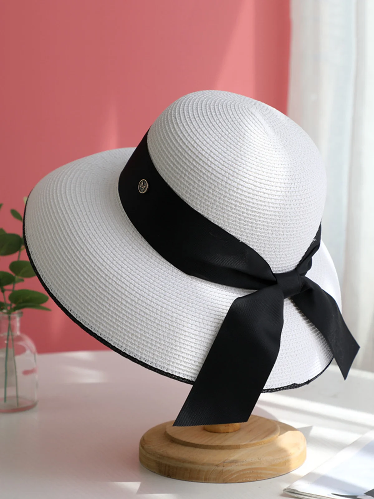 Color Block Wide Brim Straw Hat