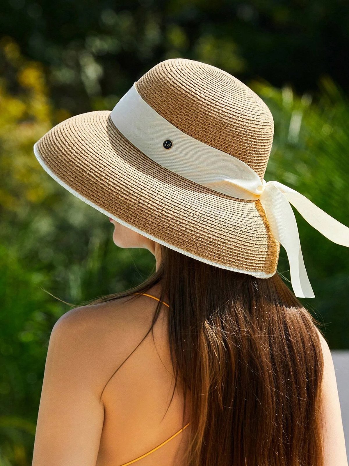 Color Block Wide Brim Straw Hat