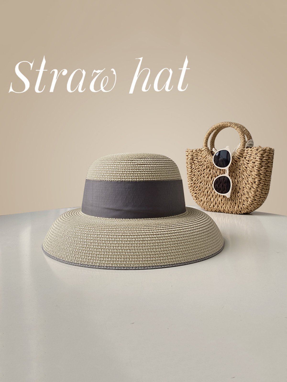 Color Block Wide Brim Straw Hat