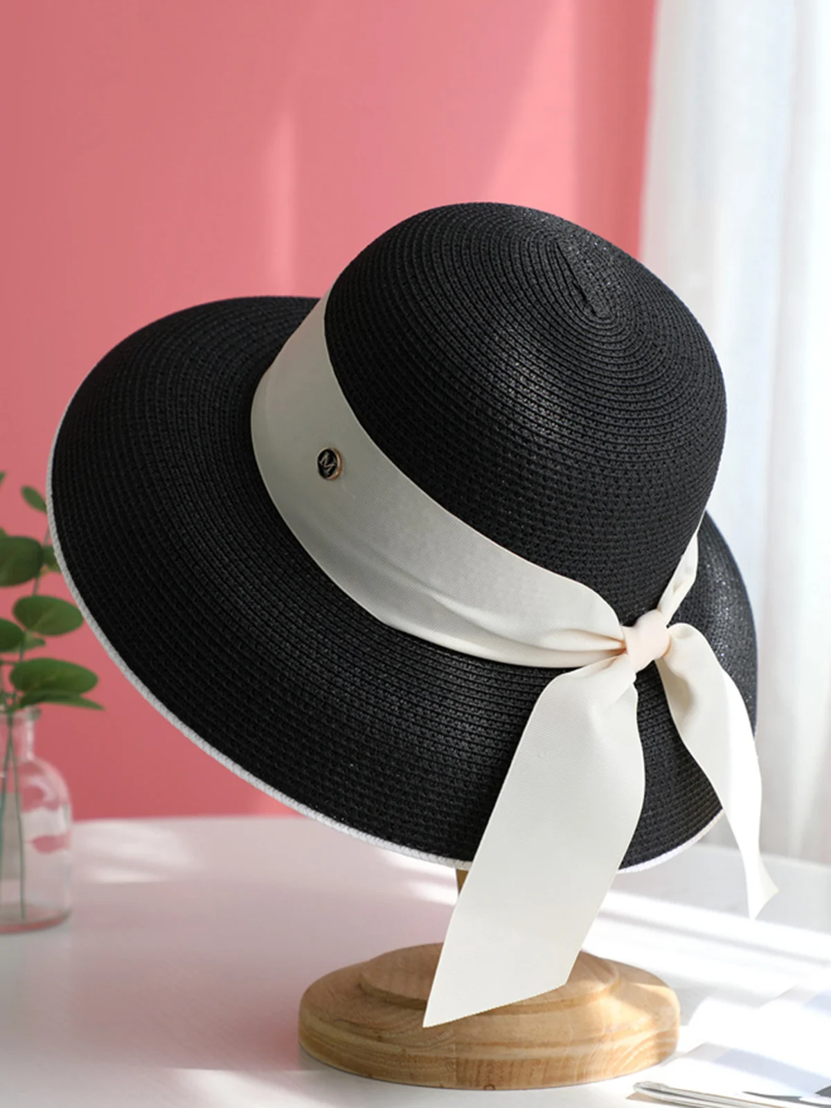 Color Block Wide Brim Straw Hat