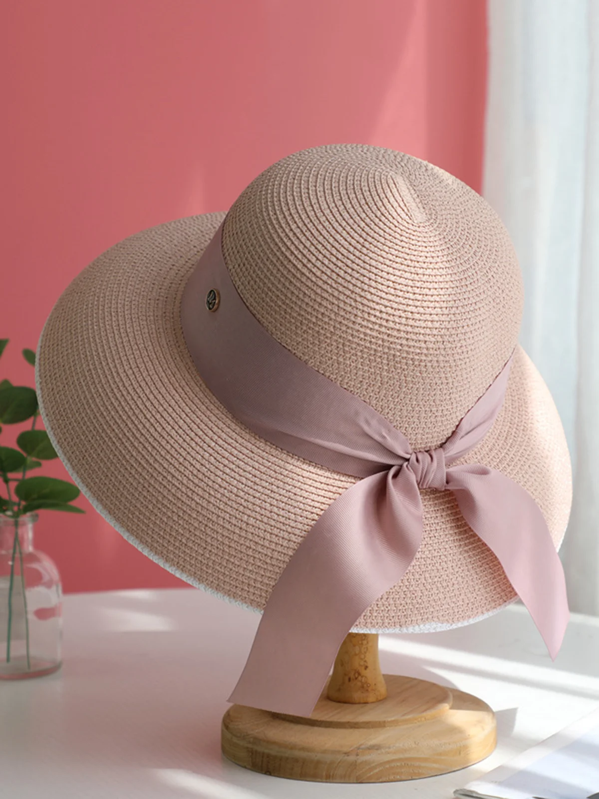 Color Block Wide Brim Straw Hat