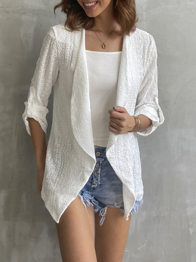 Womens Loose Casual Others Plain Kimono