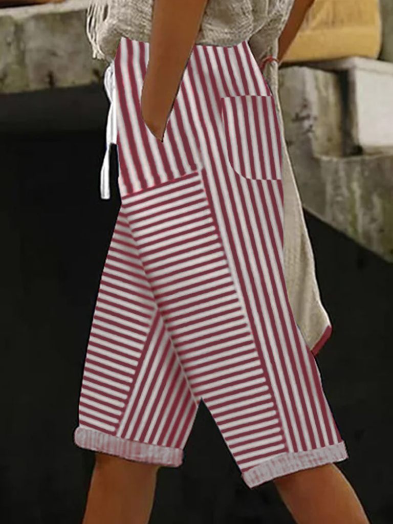 Casual Striped Fifth Pants Pant