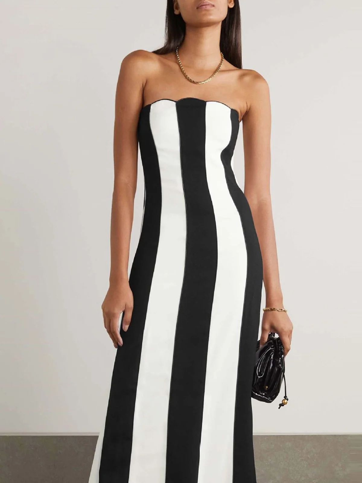 Women Striped Strapless Sleeveless Comfy Sexy Maxi Dress