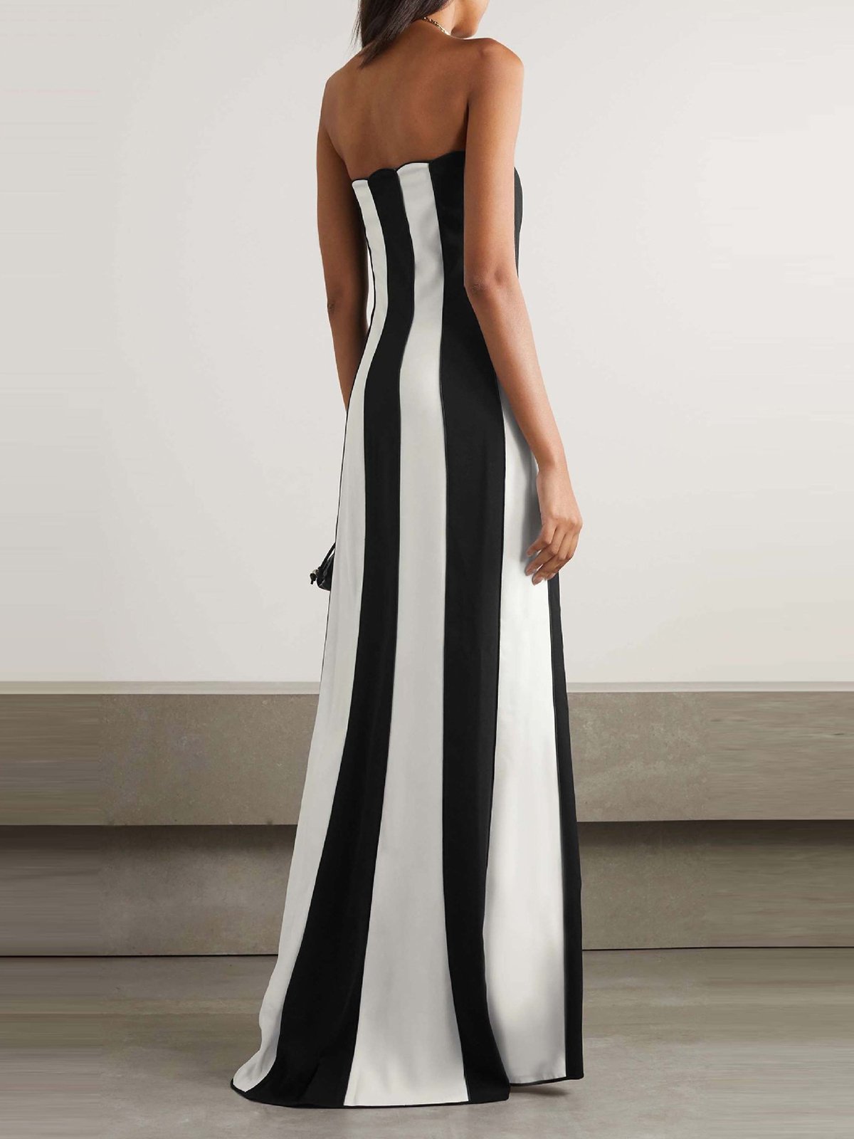 Women Striped Strapless Sleeveless Comfy Sexy Maxi Dress