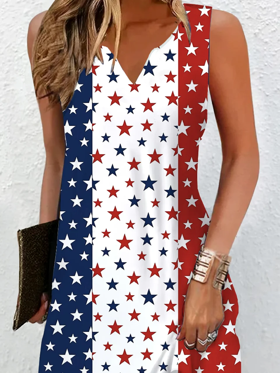 Women Independence Day (Flag) V Neck Sleeveless Comfy Casual Maxi Dress